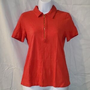 Tory Burch red half zip polo sz small
